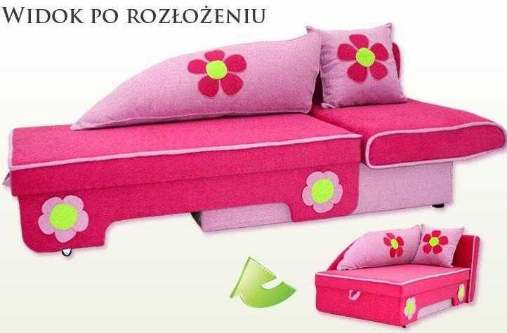 Sofa jednoosobowa, łóżko składane Ala kwiatek, tapczan