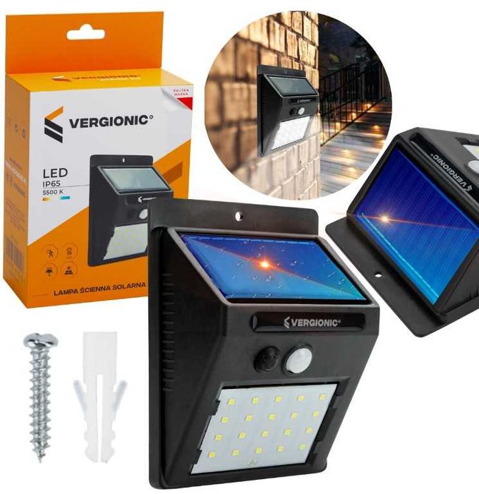 Lampa solarna halogen led z czujnikiem ruchu kinkiet dekoracja ozdoba