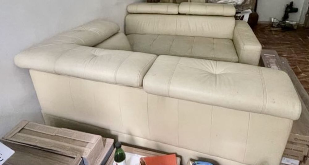 Sofa skórzana w kształcie litery L--Black Red White