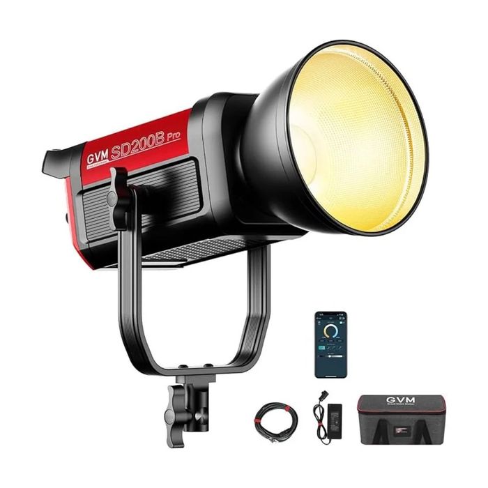 GVM PRO-SD200B 200W Bi-Color Mesh Bluetooth Monolight COB DMX light