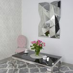 Srebrne lustro glamour prostokątne 80x121x10 cm M-0521