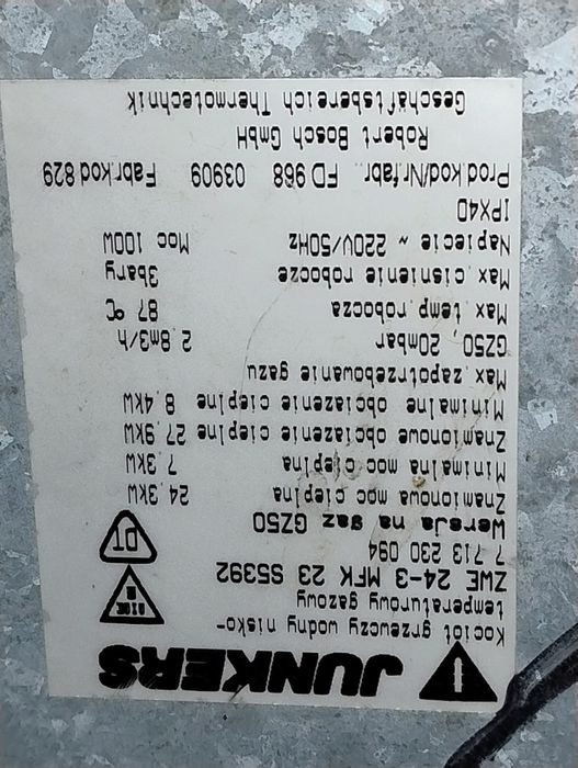 Piec gazowy Junkers 24 kW - GWARANCJA 12 miesięcy
