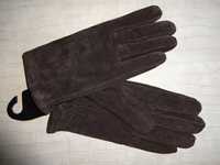 Marks Spencer M&S 100% Leather skórzane zamszowe rękawiczki M/L