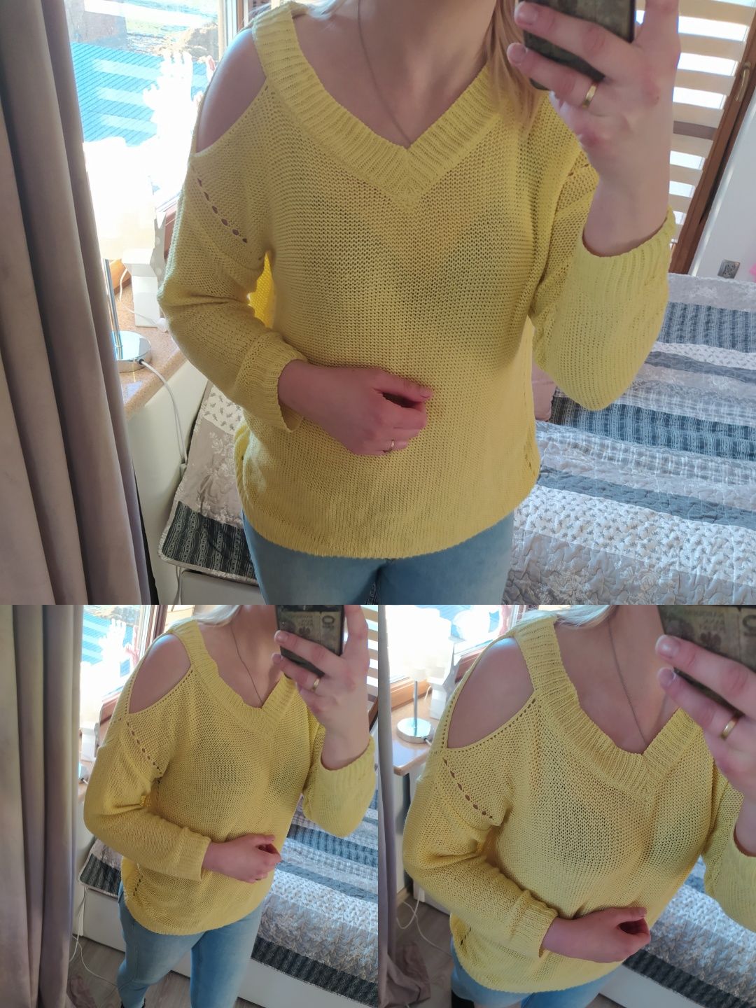 sweterek z wyciętymi ramionami rozmiar M