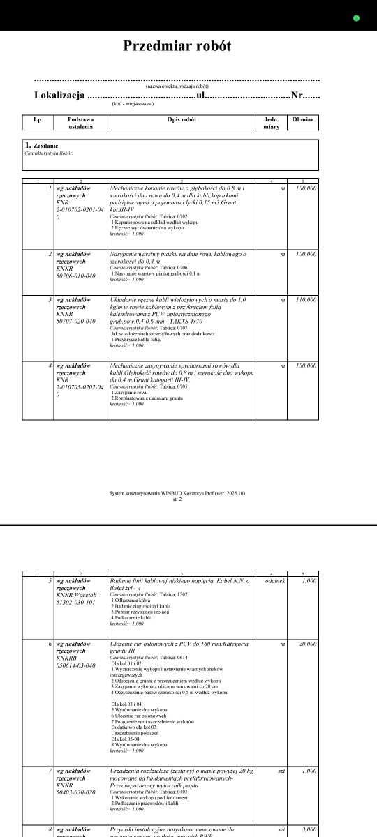 Kosztorysy elektryczne KNR/ POMIARY ELE/ ELEKTRYK