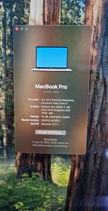 Mac book pro 17 2018r
