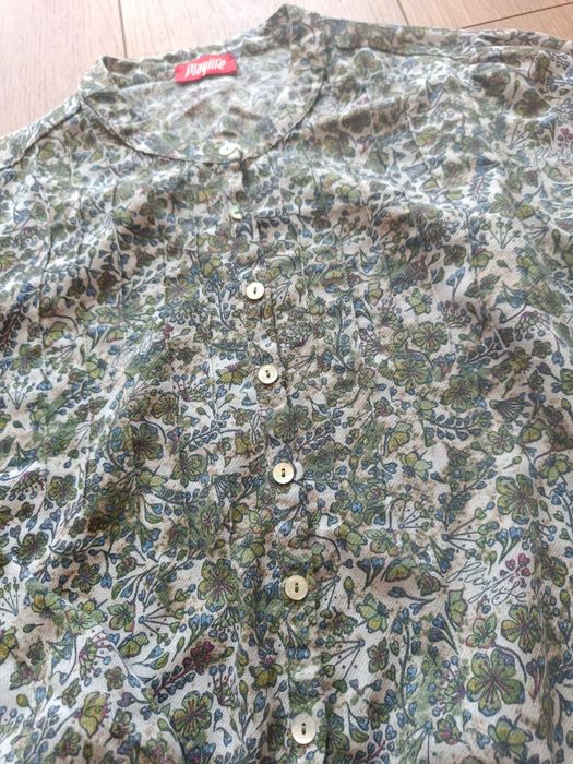 Playlife XS/S koszula damska w kwiaty zielona