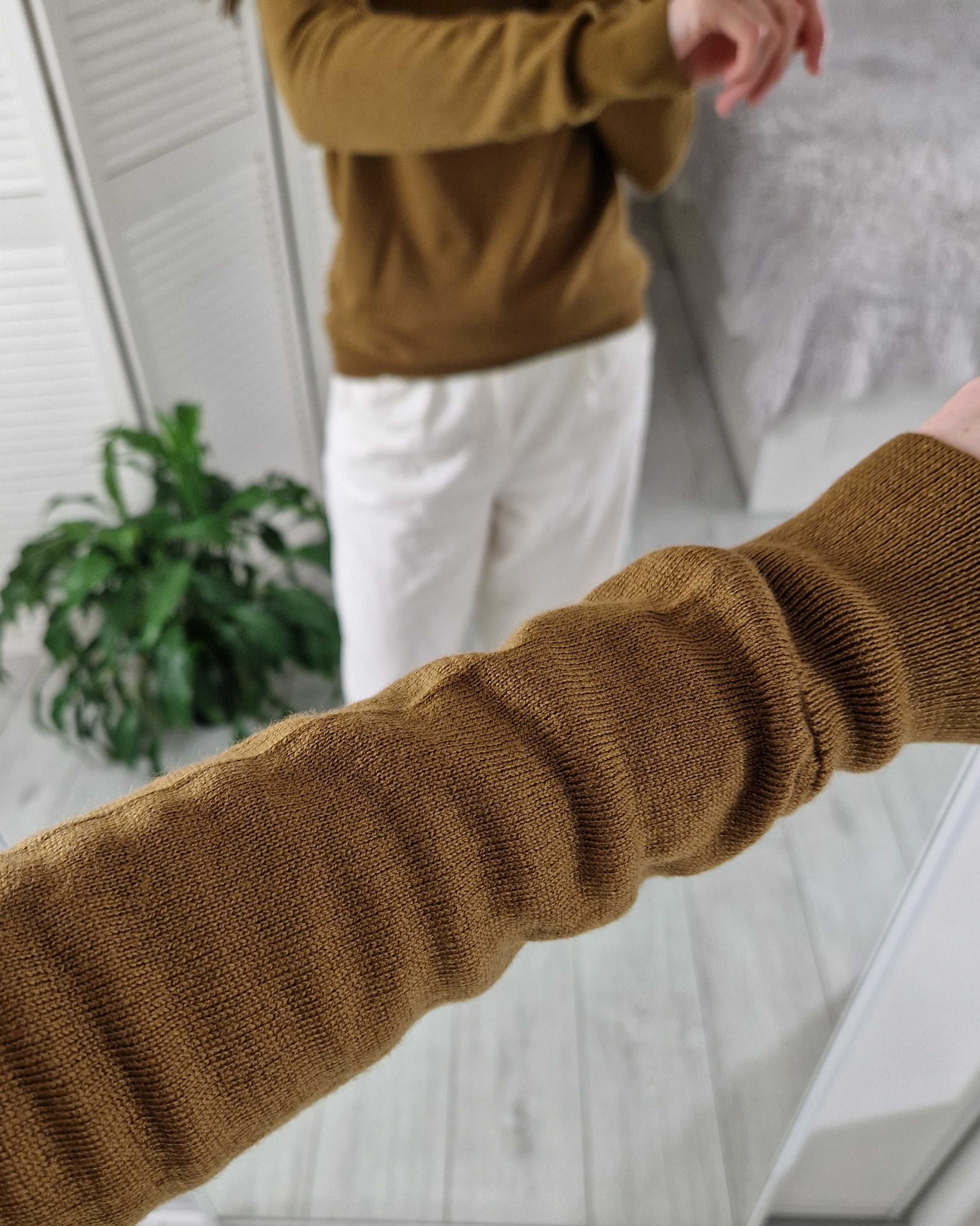 Paul costelloe musztardowy wełniany sweter golf 100% wełna merino S