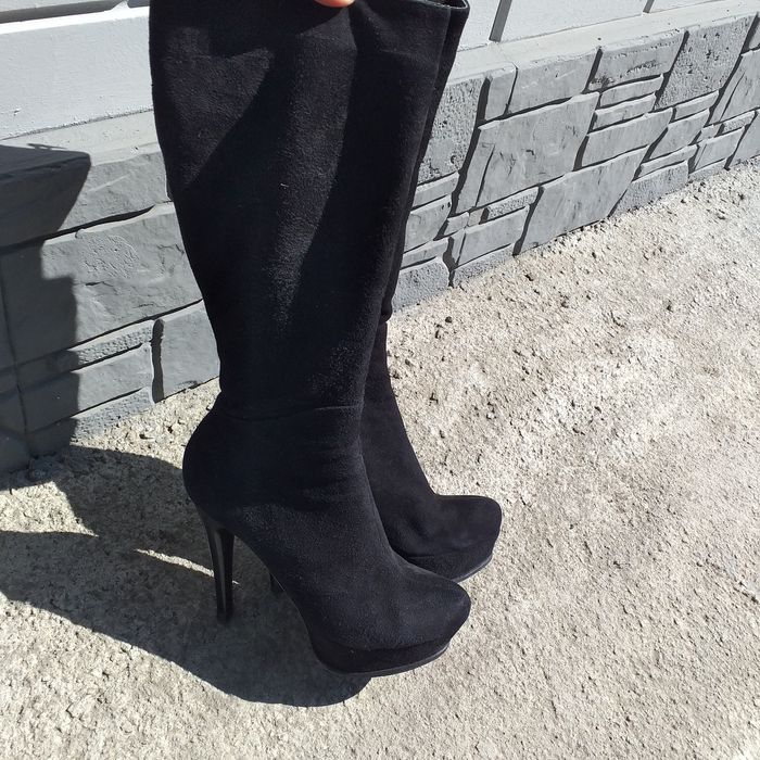 Сапоги ботинки замшевые ботфорды кожа 38-39р