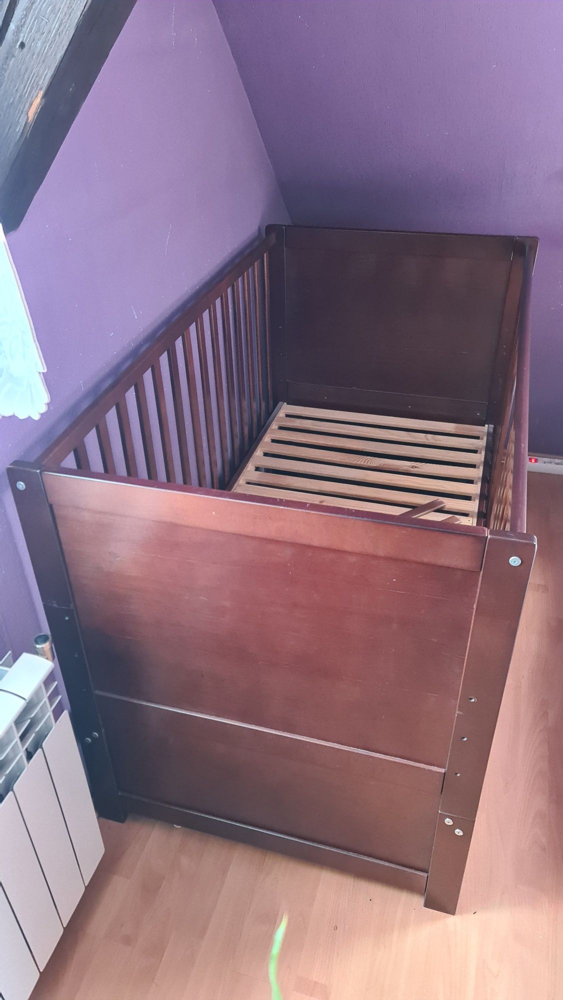 Łóżko dziecięce dwufunkcyjne 145x80 buk + materac + podkład