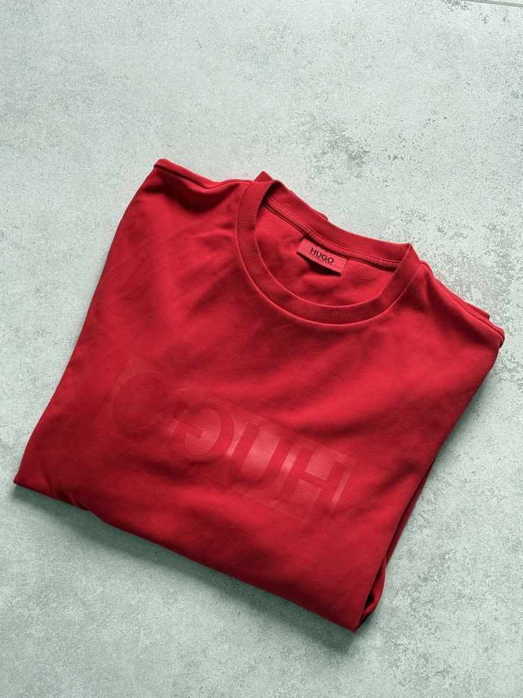 Bluza Hugo Boss męska czerwona bluza z napisem Hugo