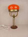 Stołowa lampa w stylu Art-Deco Koniakowy szklany klosz Vintage lampa