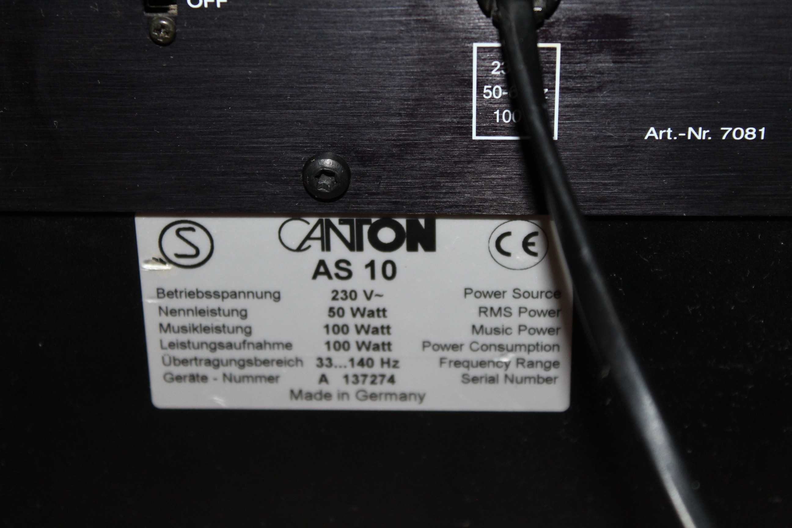 CANTON AS 10 Subwoofer aktywny bass Wysyłka