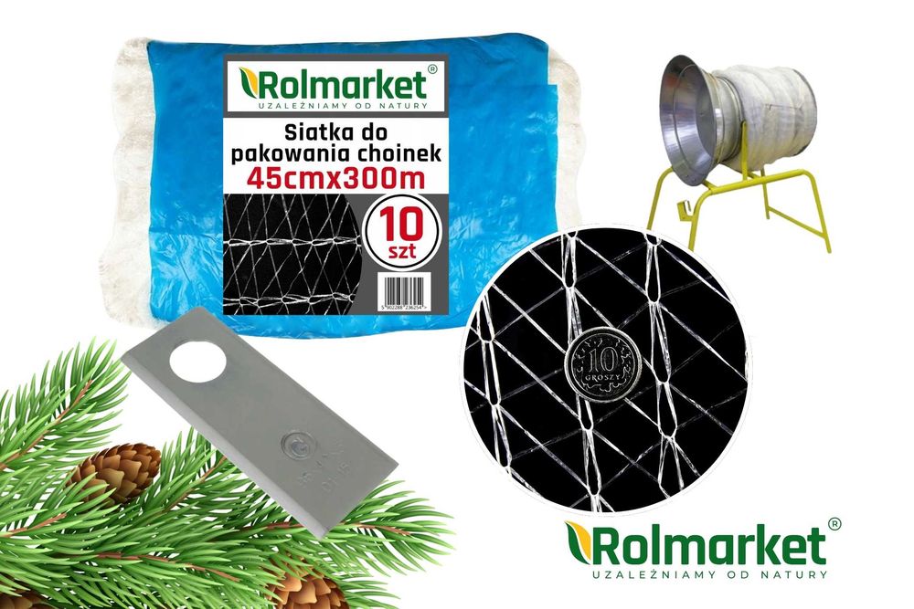 Siatka rękaw do pakowania choinek drzewek 45cm 300m biała mocna GRATIS