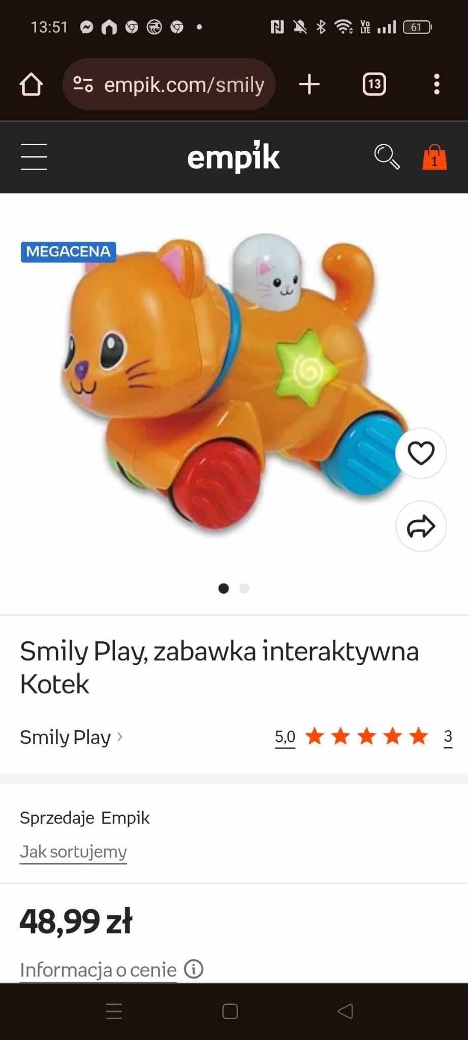 Smily Play, zabawka interaktywna kotek