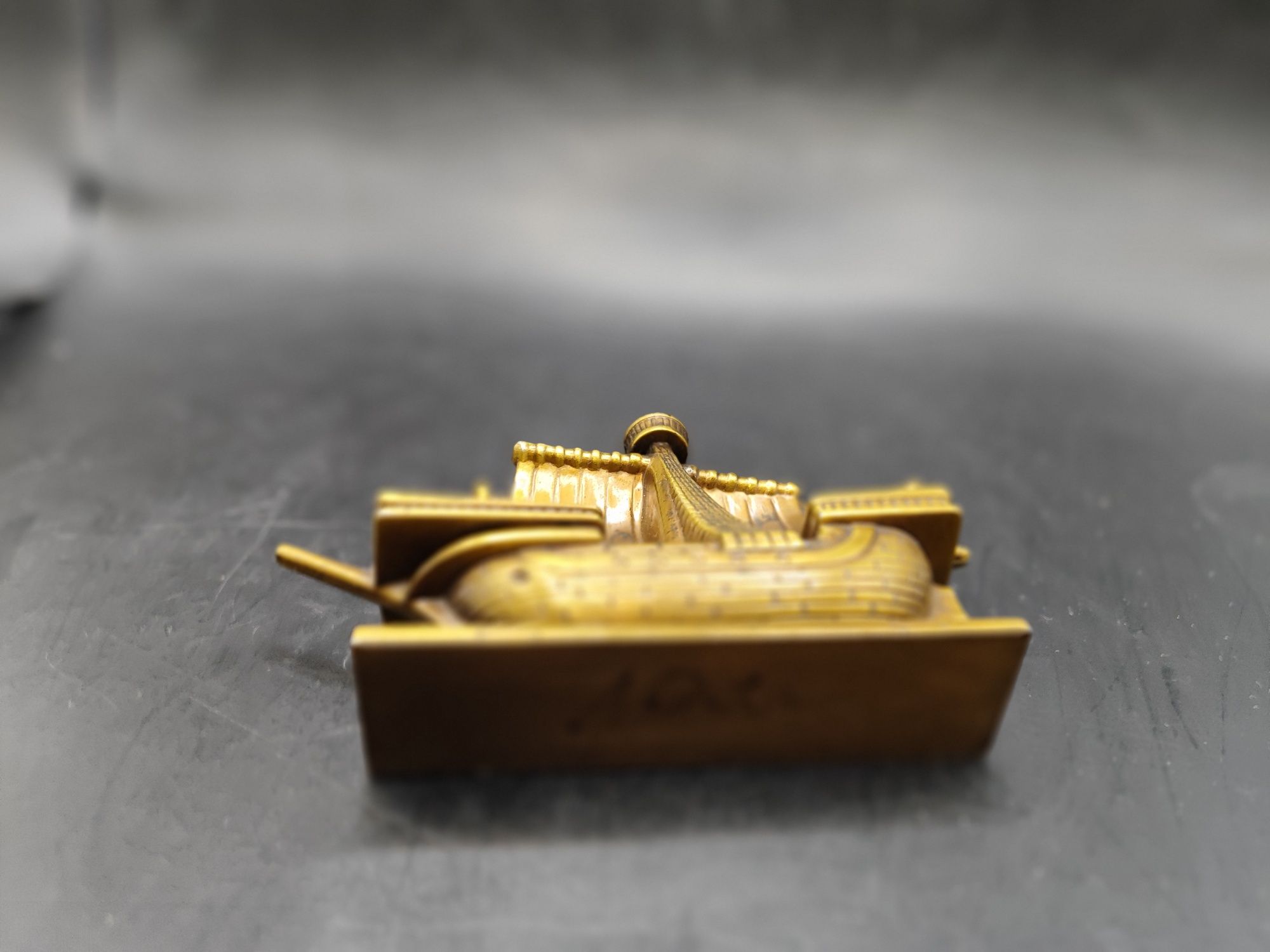 Mosiężny okręt statek żaglowiec model miniatura kolekcja