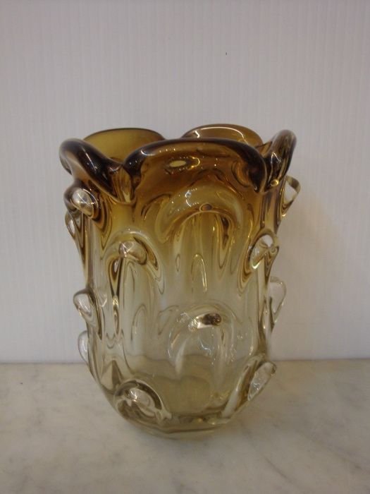 Fruteiro modernista em cristal e prata