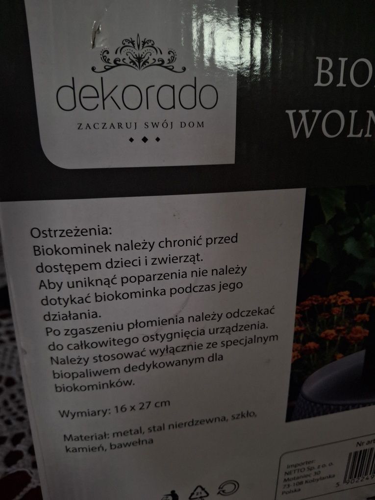 Biokominek wolnostojący nowy dekorado
