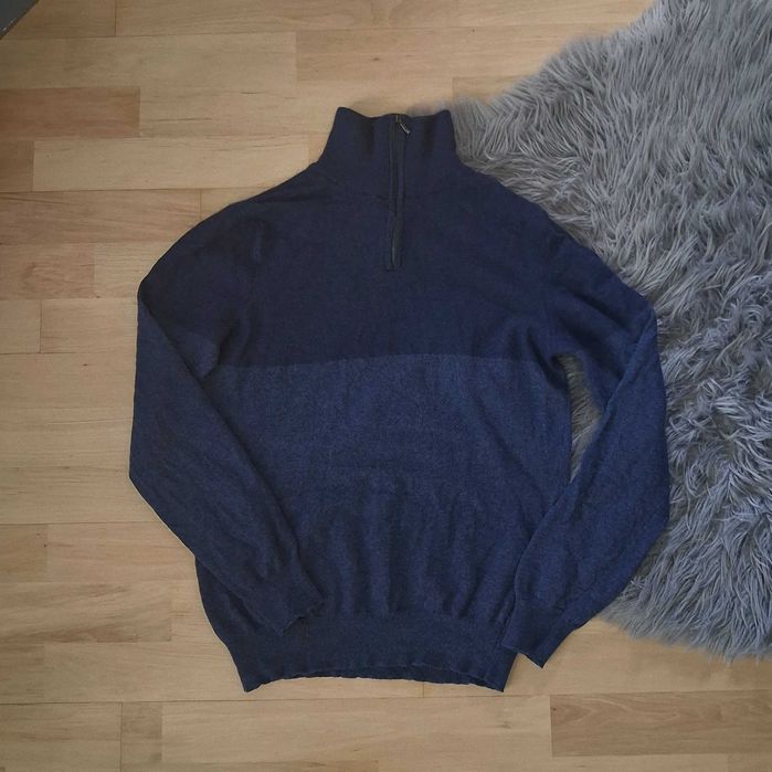 Granatowy sweter Gino Rossi wełna merino kaszmir