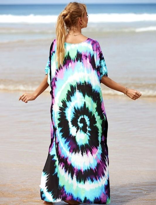 Letnia tunika plażowa narzutka pareo Oversize Wiskoza 100%