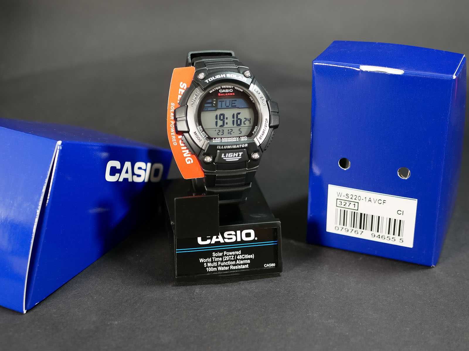 Часы Casio W-S220-1AV Solar. Новые, с коробкой. Интервальный таймер