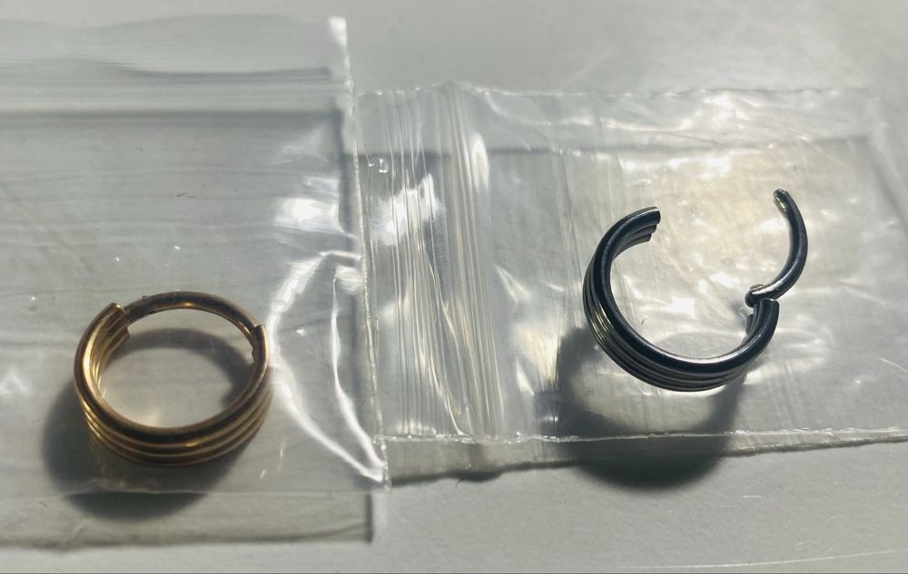 Kolczyki Piercing tytanowy kółko Clicker 10 mm z trzema obręczami