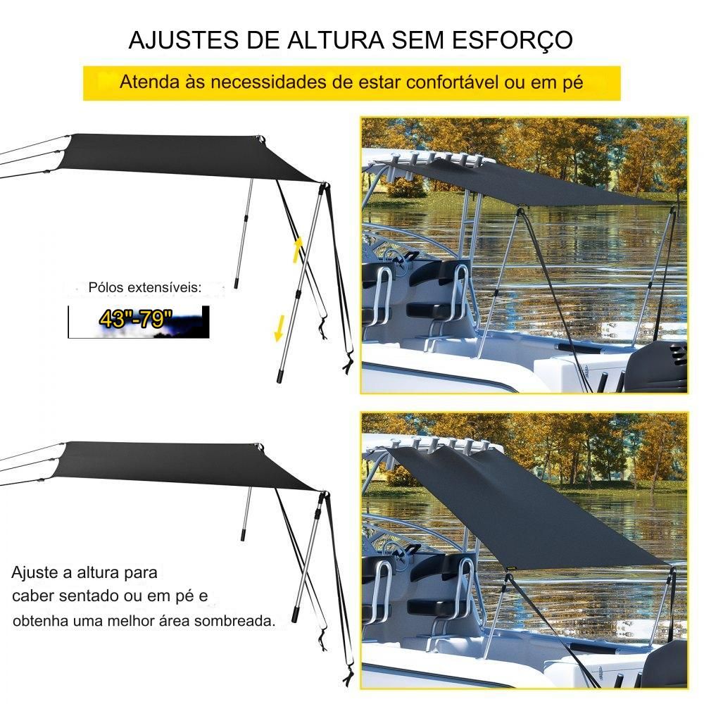 Toldo Bimini para Barco (1.83x1.52m, Azul)