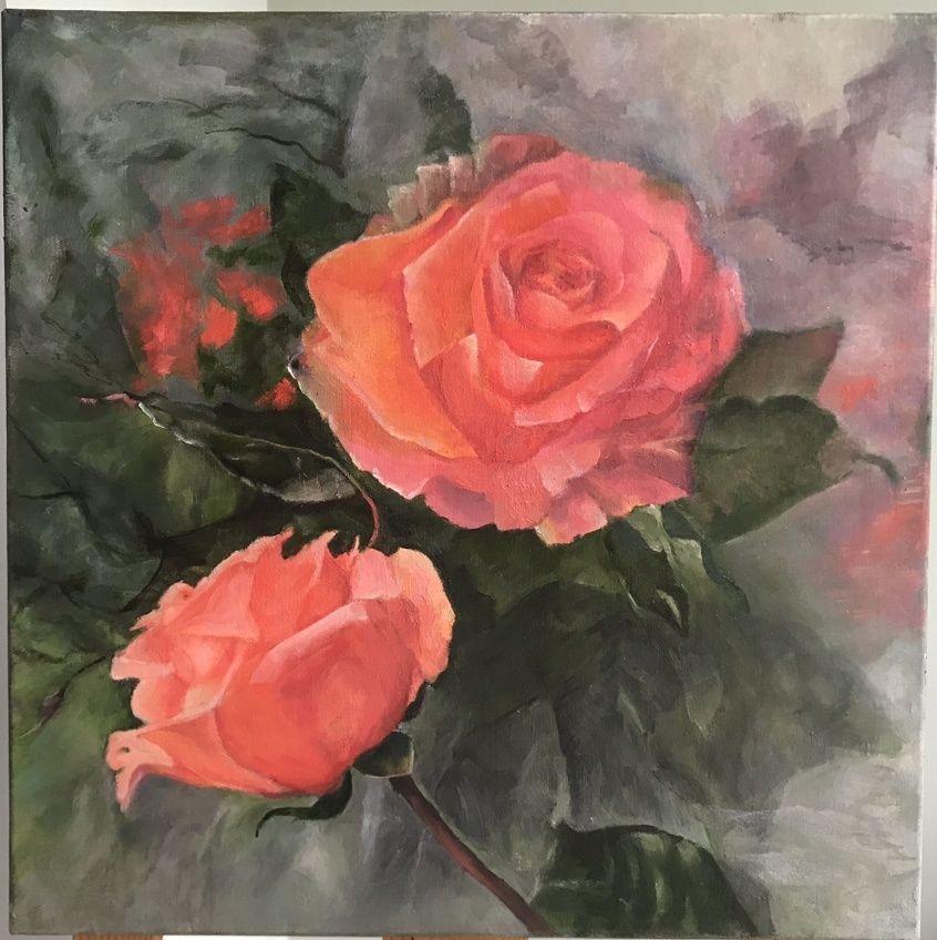 Картина маслом розы