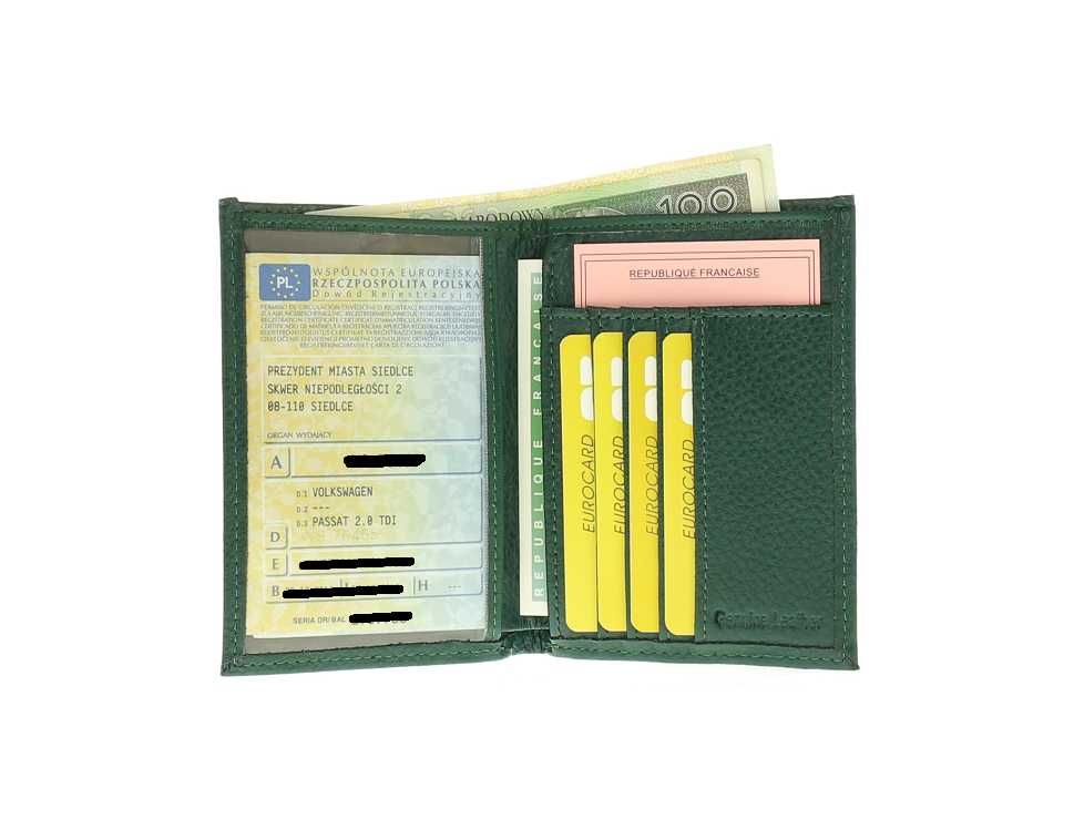 Brązowa okładka etui na dowód rejestracyjny skórzany RFID