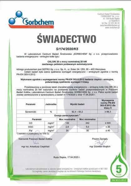 Kocioł piec Defro Calori 20kw