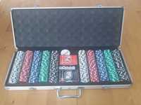 Mala de jogo de cartas com 500 fichas