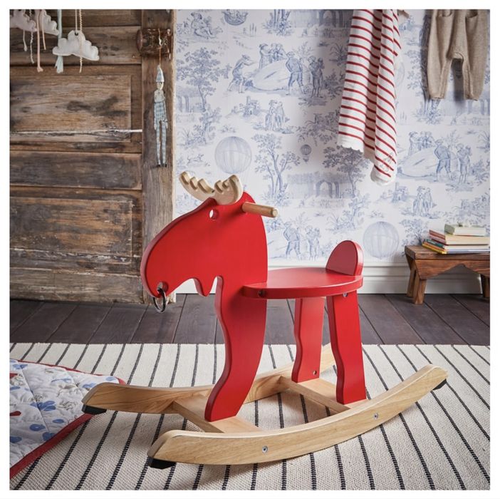 EKORRE łoś na biegunach, czerwony/drewno kauczukowe