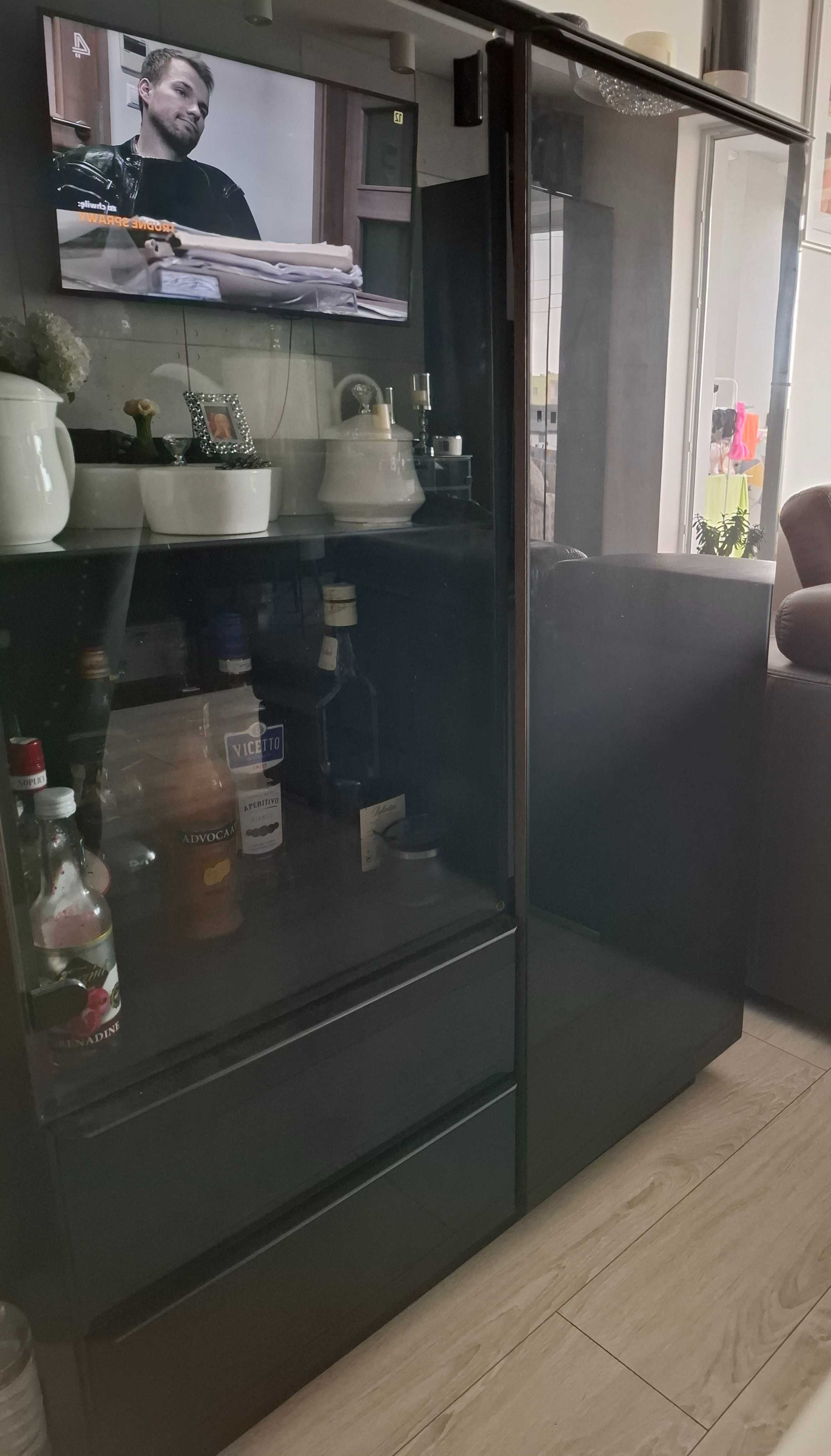Zestaw mebli TOGO 3 salon wenge / czarne szkło LED