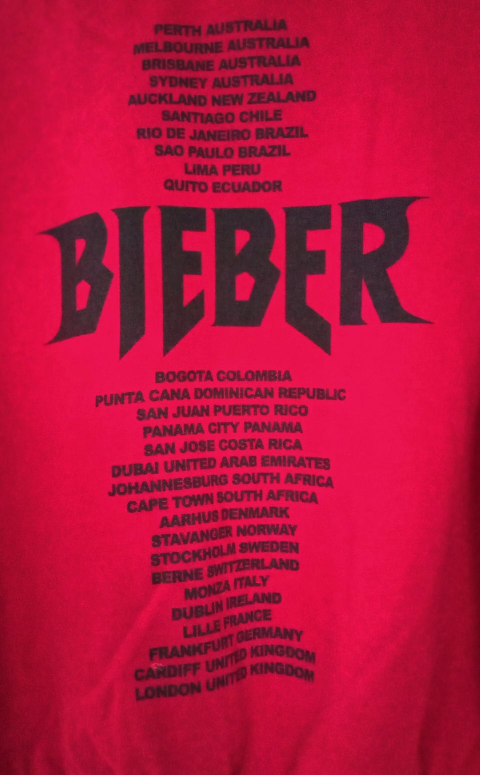 Czerwona bluza Justin Bieber „Purpose World Tour" 2018
