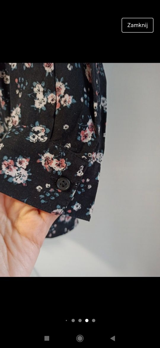 Okazja! Koszula bluzka crop top wiskoza 3/4 retro vintage w kwiaty 40/