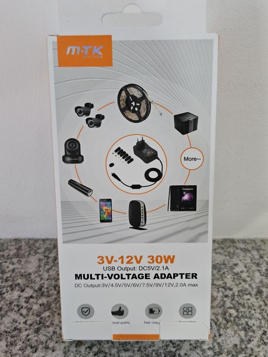 Universal Multi-Voltage Adapter 3V–12V 30W (with 6 Tips + USB)64284520579075122