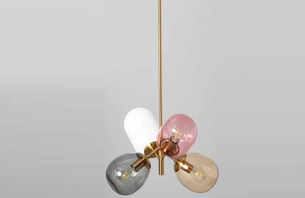 Piękna Duża Lampa Wisząca z Metalu i Szkła Papallona od Ledkia