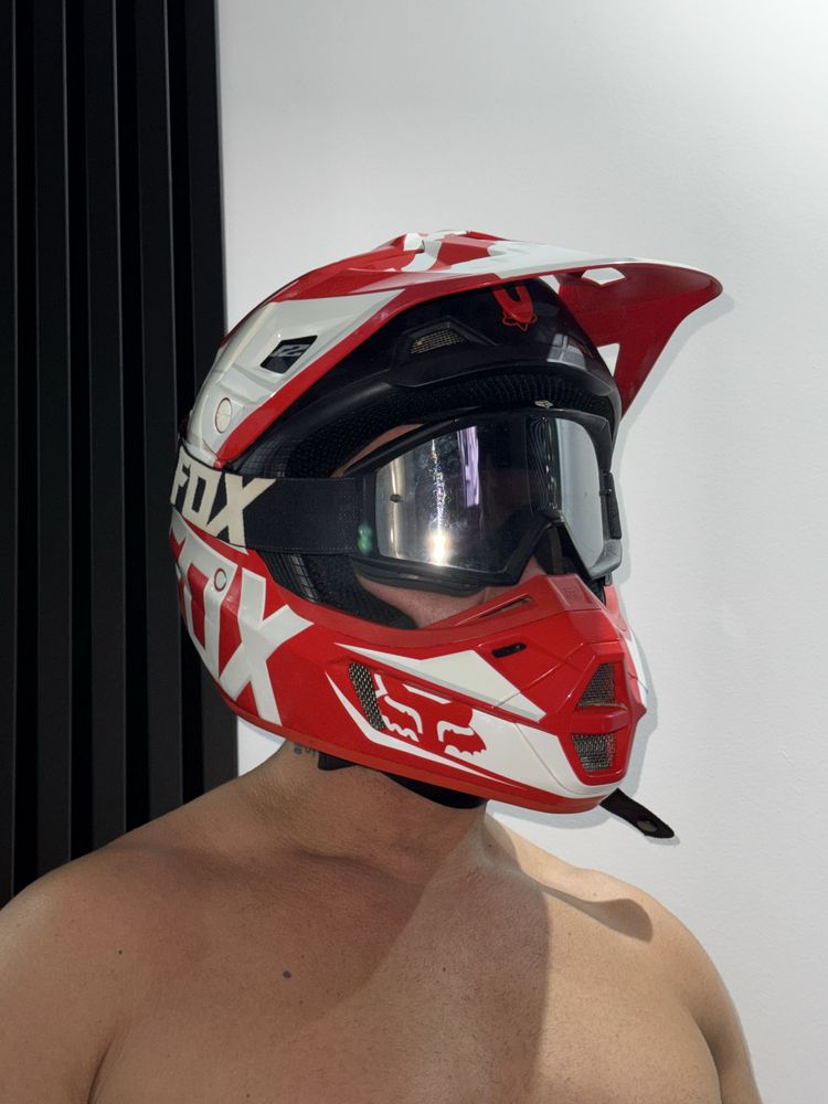Kask zestaw gogle enduro fox v2