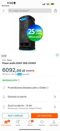 Power audio Sony SRS-XV900 nowa kolumna aktywna imprezy dyskoteki