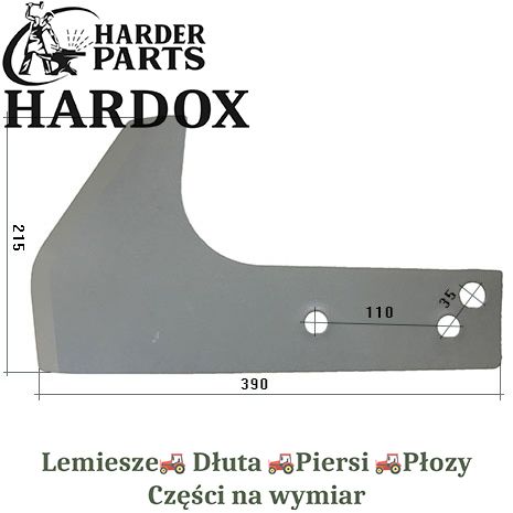 Krój płozowy Kverneland HARDOX 084320 części pługa 2Xlepsze niż Borowe