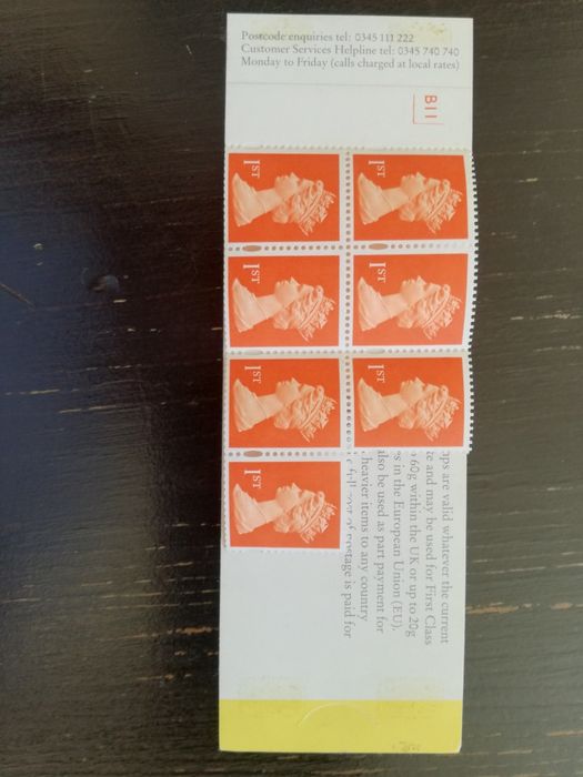 7 selos 1st classe da Rainha Isabel II de Inglaterra - s/ marca de cha