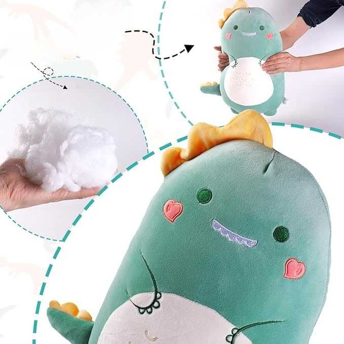 Maskotka Przytulanka Miękki Pluszowy Miś Zielony Dinozaur 40 cm
