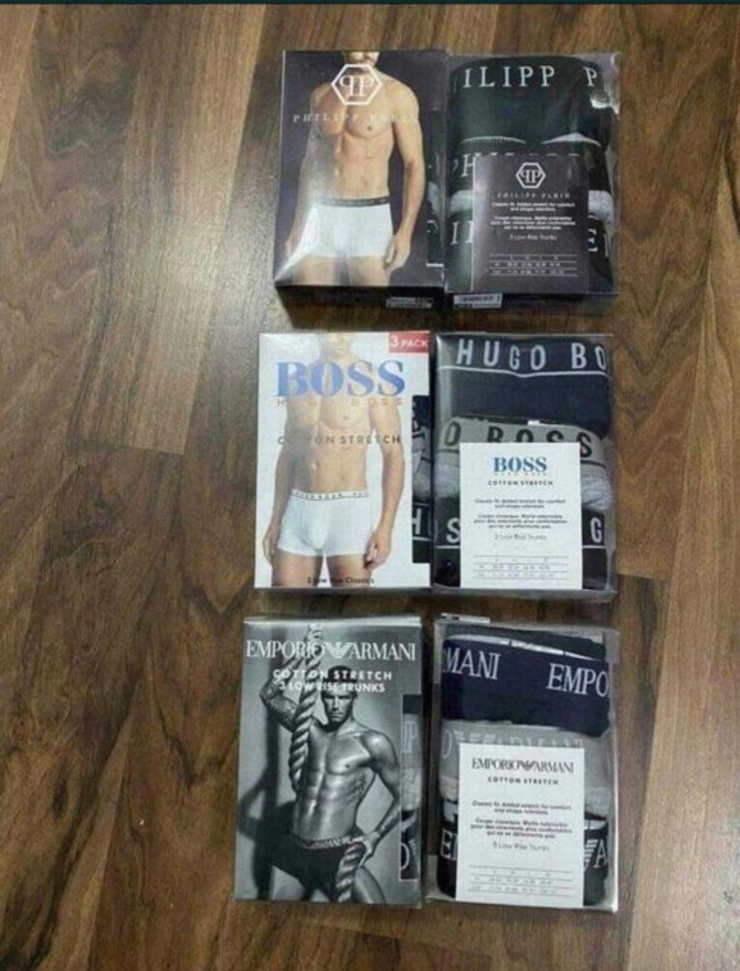 Nowe Bokserki Męskie 3pak Tommy CK Armani Hugo Lacoste Boss Gucci