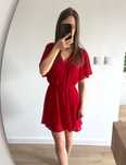Czerwona sukienka mini Shein z falbankami XS