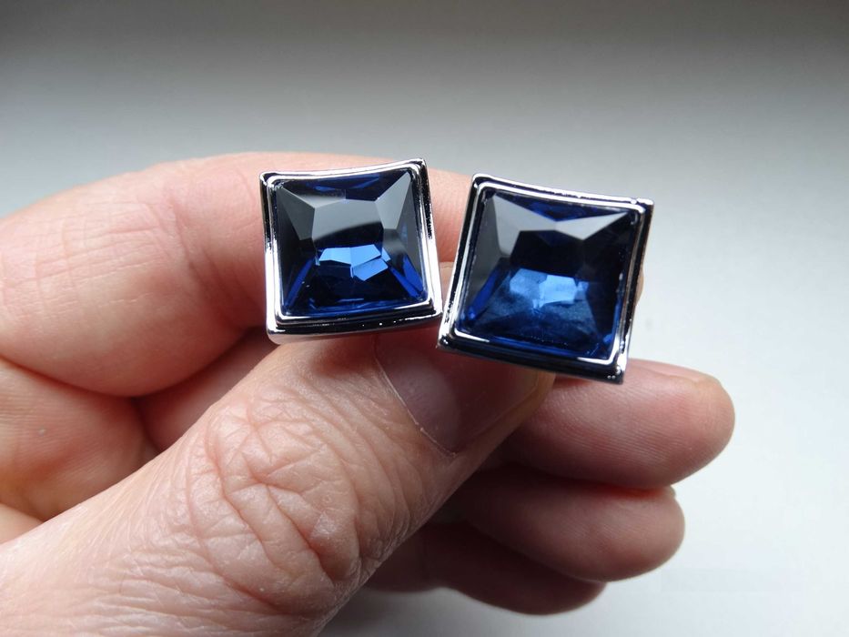 Klasyczne spinki do mankietów koszuli mankietowe niebieskie na ślub