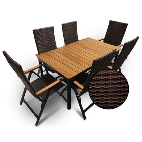 Zestaw Meble ogrodowe Stół + 6 krzeseł brązowy Nowe
