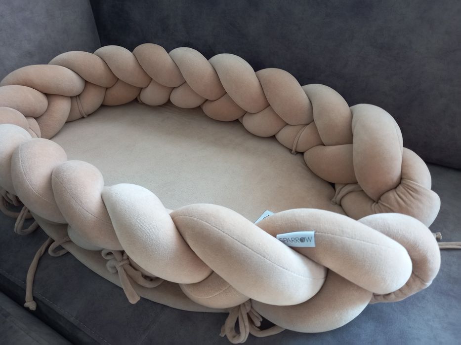 Kokon niemowlęcy warkocz /Babynest braid 2w1 cappuccino
