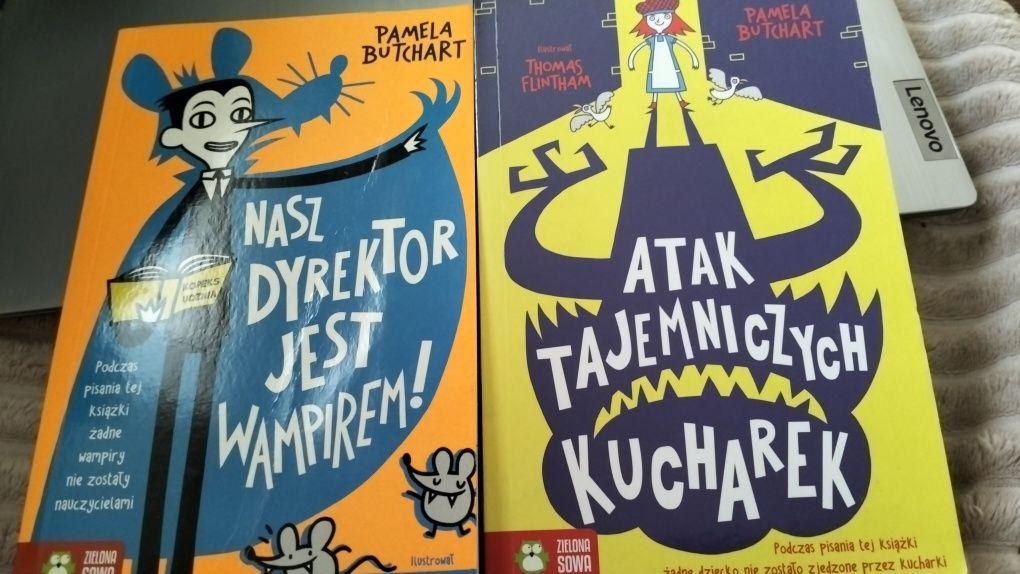 2 książki P. Butchart Nasz Dyrektor... i Atak tajemniczych Kucharek