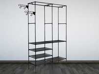 Garderoba Wieszak Stojący Metalowy na Ubrania z Półkami 172x107x35cm