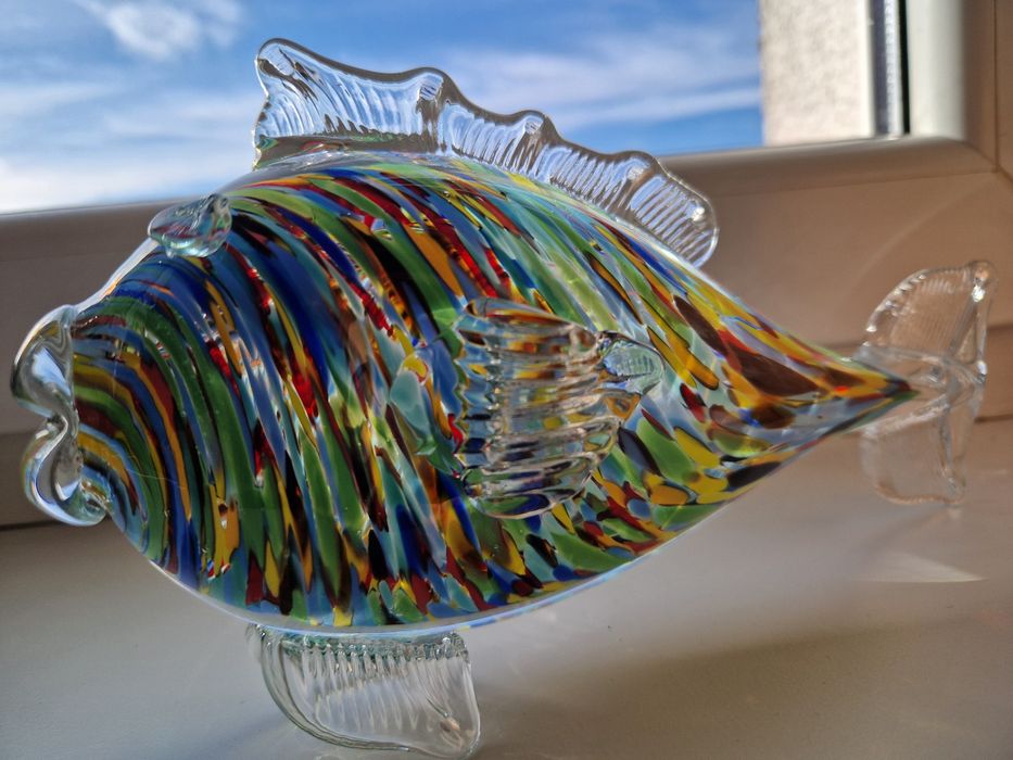 Ryba szklo prl vintage retro szklana kolorowa murano